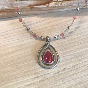 Lia Sophia Cotton Candy Necklace Cats Eye Pendant